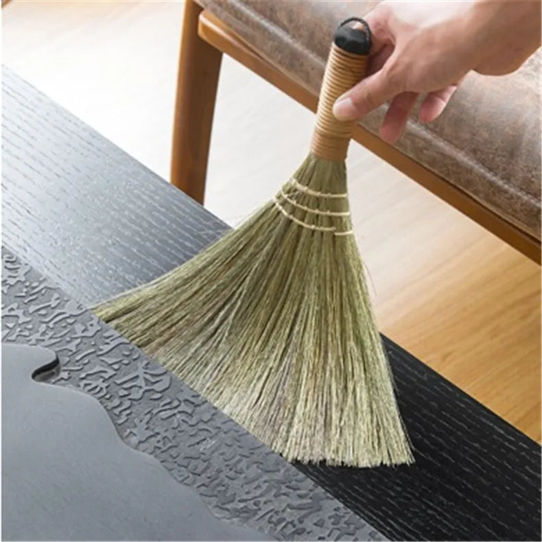 Japan Soft Fur Broom Manual Wooden Floor Sweeping Brooms Straw Braided Household Floor Cleaning Archaize Handmade Cleaning Tools