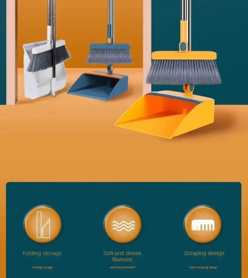 UNTIOR 1 Piece Foldable Broom & Dustpan Set Household Sweeping Tool 180° Rotating Small For Hair Garbage Cleaning Home