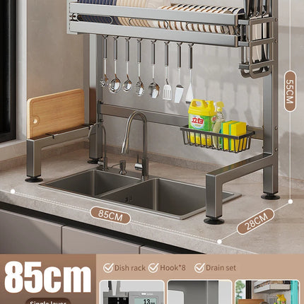 Égouttoir à vaisselle double couche pour évier de cuisine, étagère de rangement pour vaisselle, égouttoir multifonctionnel, accessoires de rangement pour plan de travail