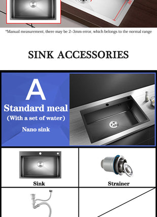 DQOK Stainless Steel Kitchen Sink Slot Dish Basin Kitchen sink Drain Basket And Drain Pip Rectangular