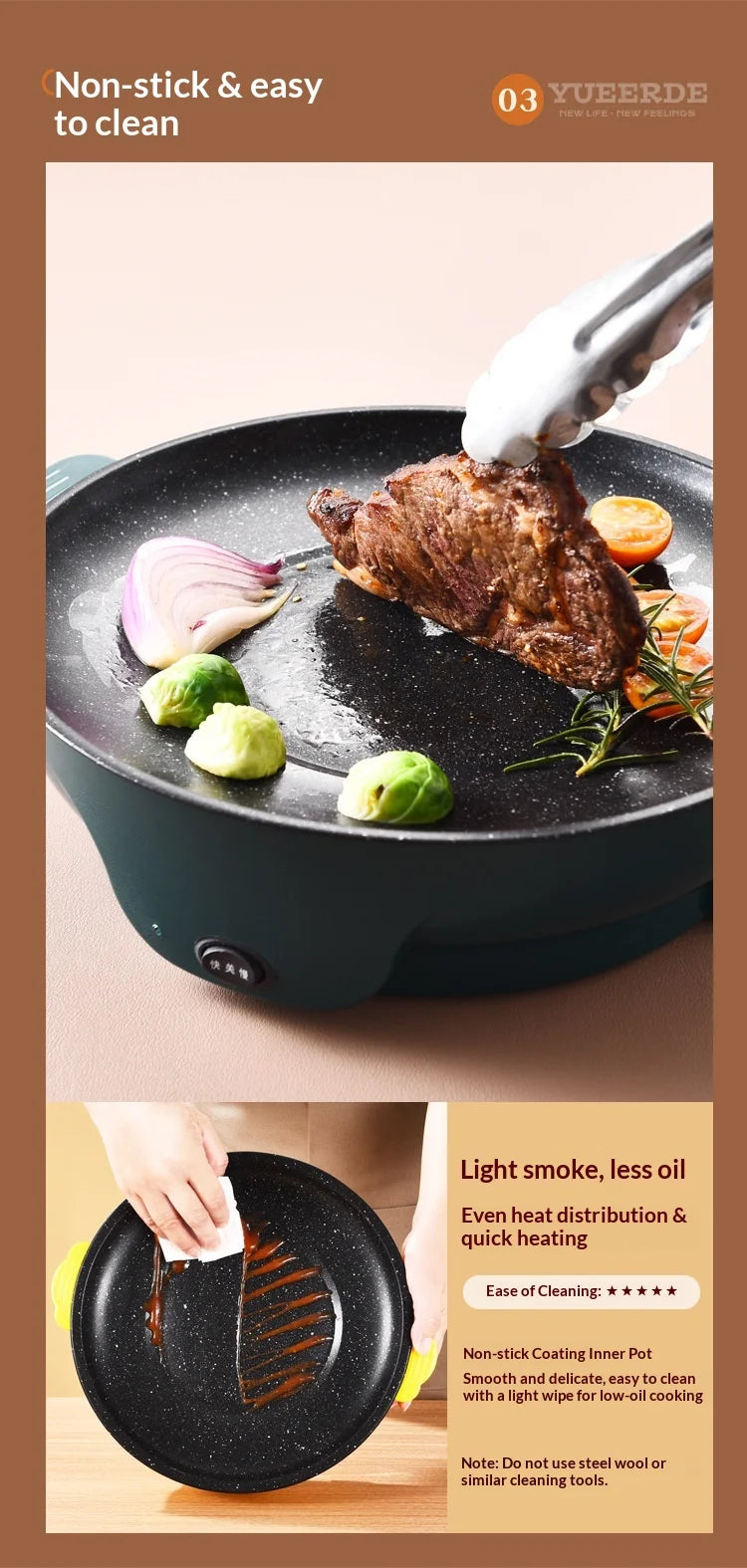 Electric MultiCooker Electric Frying Pan 220V Househould Barbecue Fried Steak Fish Omelette Frying Pan Non-stick Cooking Machine