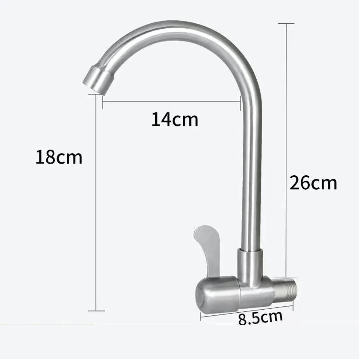 Kitchen Faucet Stainless Steel Wall Mounted Single Cold Water Faucet Lower Curve Faucet Wall Sink Water Tap Premium Quality