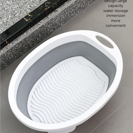 Bassine à linge pliable avec planche à laver
