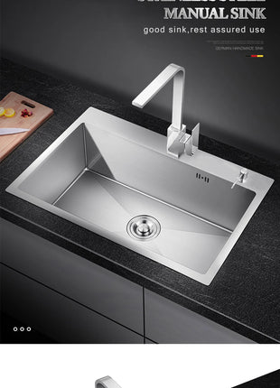 DQOK Stainless Steel Kitchen Sink Slot Dish Basin Kitchen sink Drain Basket And Drain Pip Rectangular