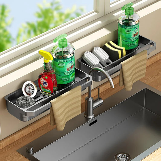 Drain Rack Kitchen Sink Organizer Self-draining Shelf Sponge Holder Dishcloth Faucet Storage Soap Drainer Kitchen Accessories