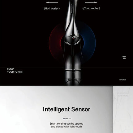 Robinet de cuisine moderne et luxueux AITANA en laiton doré, à douchette extractible et poignée unique pour eau chaude et froide, 3 fonctions.