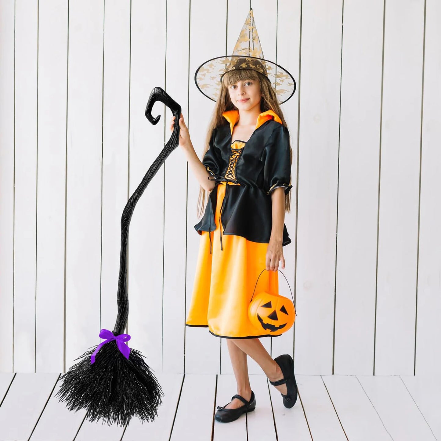 Halloween Broom Prop Black Detachable Witch Broom For Cosplay Masquerade Decor Trick Or Treat Festival Party Decorations 2025