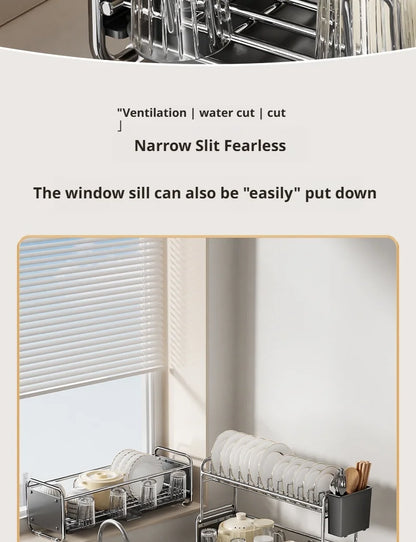 Dish Drying Rack Chopstick Stand Kitchen Bowl Dishes Draining Basket Narrow Cup Holder Over Sink Drainer Draining Shelf Rack