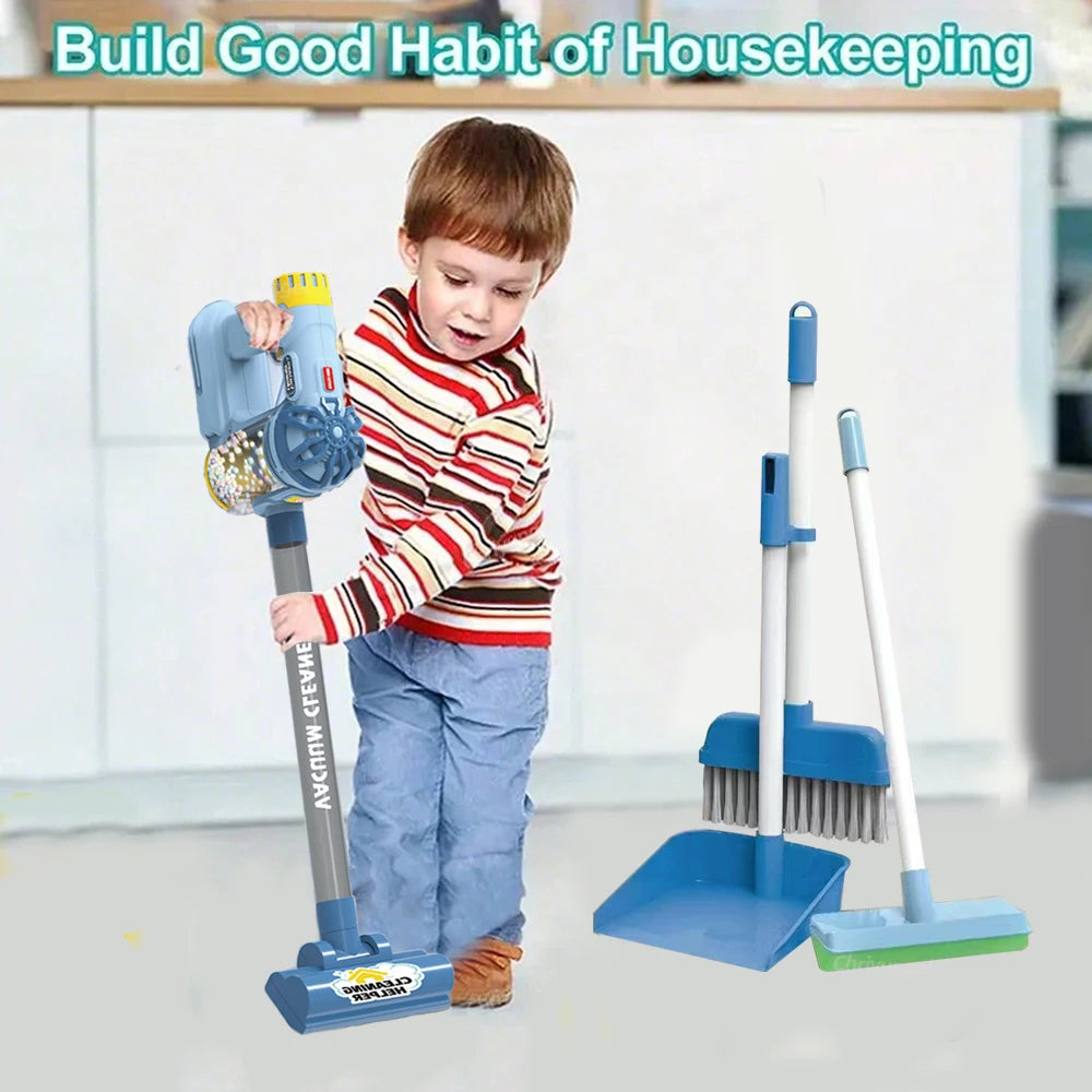 Kids Simulation Electric Vacuum Cleaner Cleaning Set for Toddlers Role Play Housekeeping Educational Toys Girl Boy Gifts