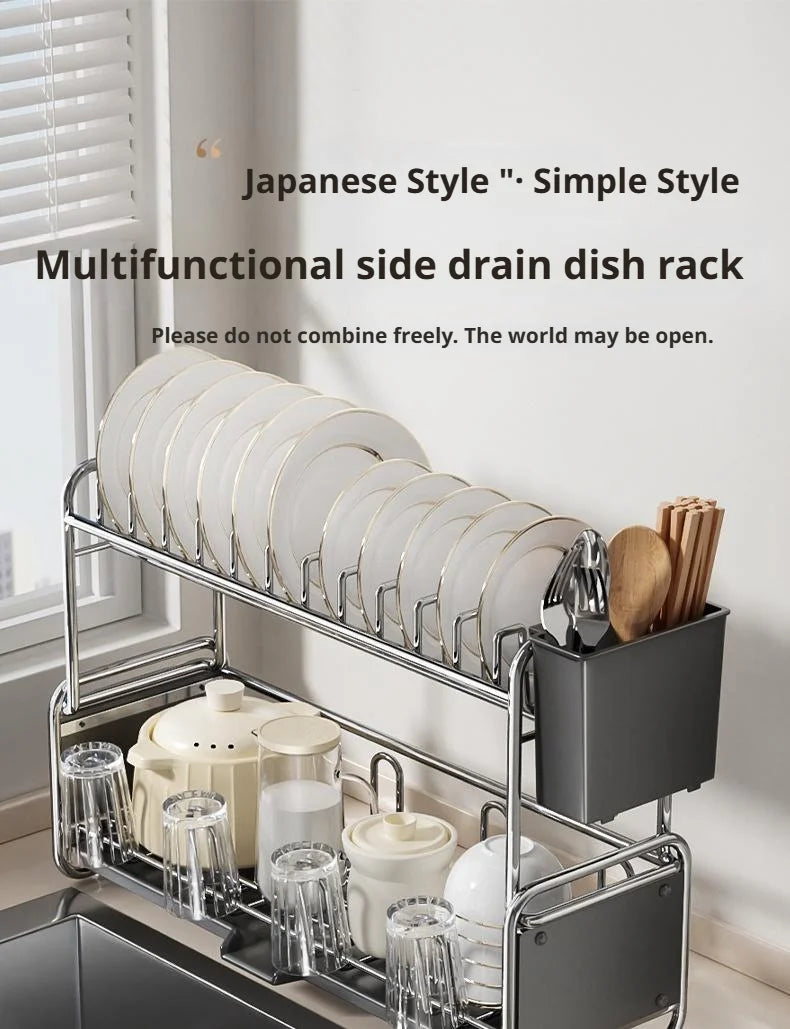 Dish Drying Rack Chopstick Stand Kitchen Bowl Dishes Draining Basket Narrow Cup Holder Over Sink Drainer Draining Shelf Rack