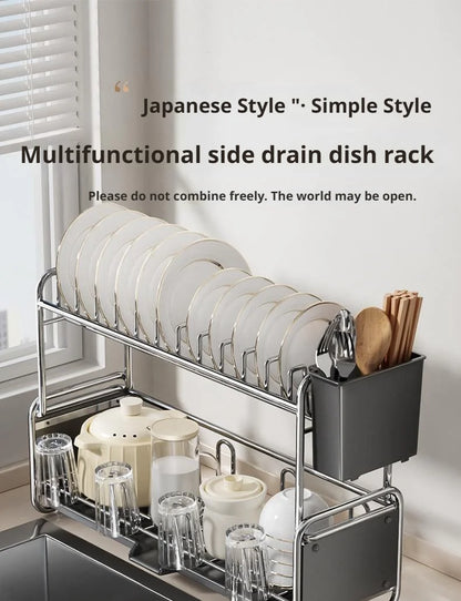 Dish Drying Rack Chopstick Stand Kitchen Bowl Dishes Draining Basket Narrow Cup Holder Over Sink Drainer Draining Shelf Rack