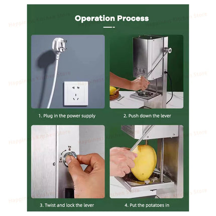 Machine à frites électrique commerciale automatique, machine à frites bouclées, robot culinaire en acier inoxydable, 100 kg/h