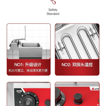 220V Professional Fryer Electric Cookware for Kitchen Deep French Fries Commercial Fryers Frying Oil Cooker Timer Arfrai AE