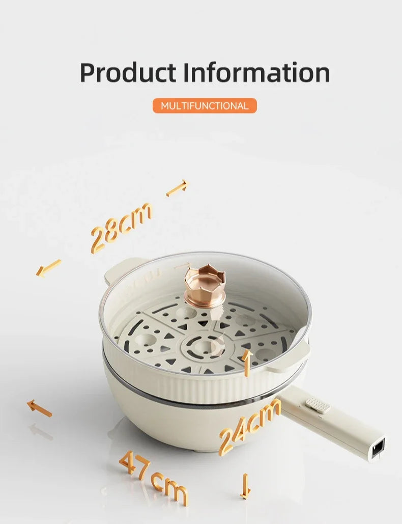 110V 220V Electric Frying Pan Household Mini Stir-frying Pot Electric Cooker Electric Cooking Pot Portable Hotpot