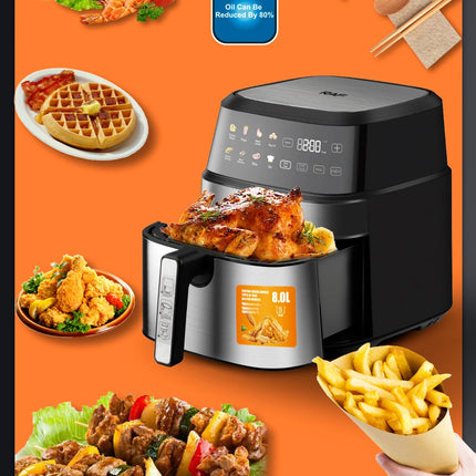 Friteuse à air chaud électrique multifonctionnelle 6,5 L, sans huile, écran tactile, numérique intelligent, circulation d'air chaud à 360°