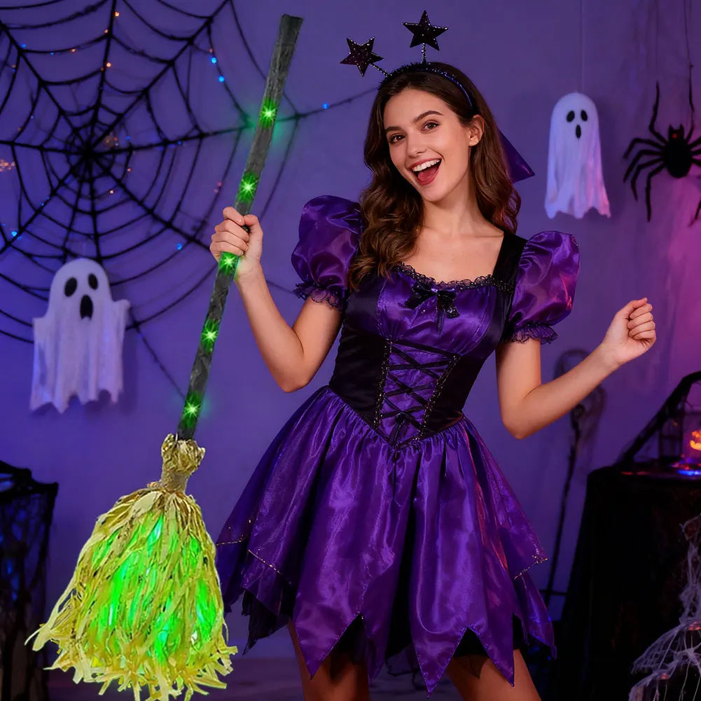 Floating Witch's Brooms Bendable Witches Brooms For Halloween Decor Animated Lights Up Moving Broomstick With Spookys Sounds
