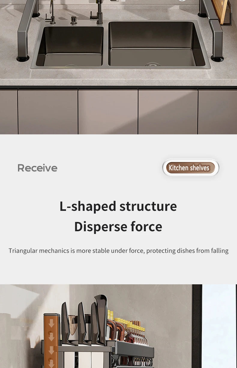 Kitchen Sink Dishwashing Double Layers Tablewares Storage Shelf Multi-functional Dish Drainer Countertop Organizer Accessories