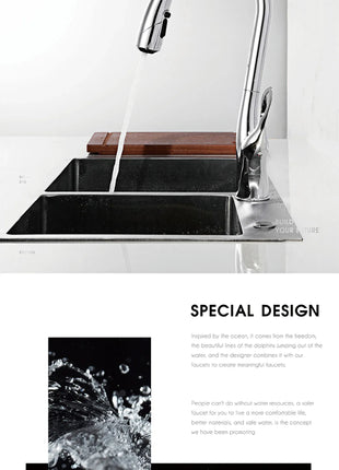 AITANA Modern Luxury Golden Brass Kitchen Faucet Pull-Out Design Single Handle for Hot And Cold Water 3 Functions Sink Faucet