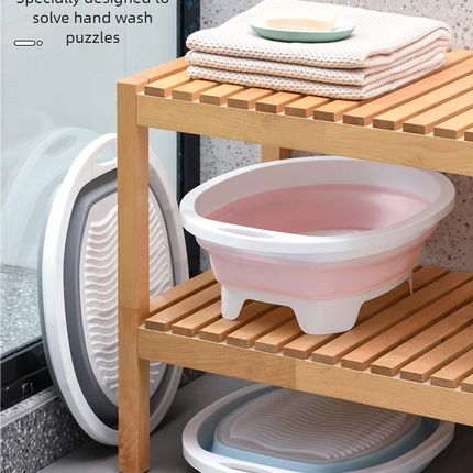 Bassine à linge pliable avec planche à laver