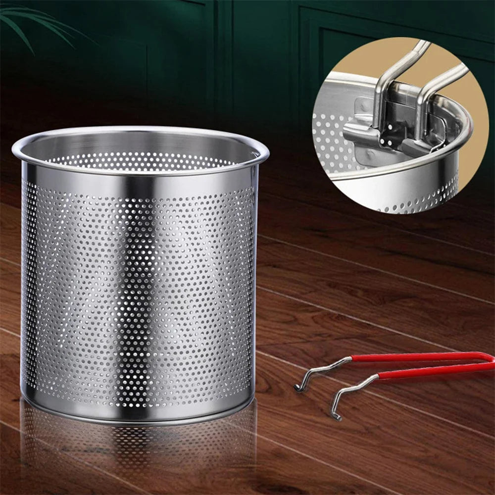 Ensemble de friteuse en acier inoxydable avec panier à friture, passoire à pâtes pour frites, mini-cuiseur à tempura