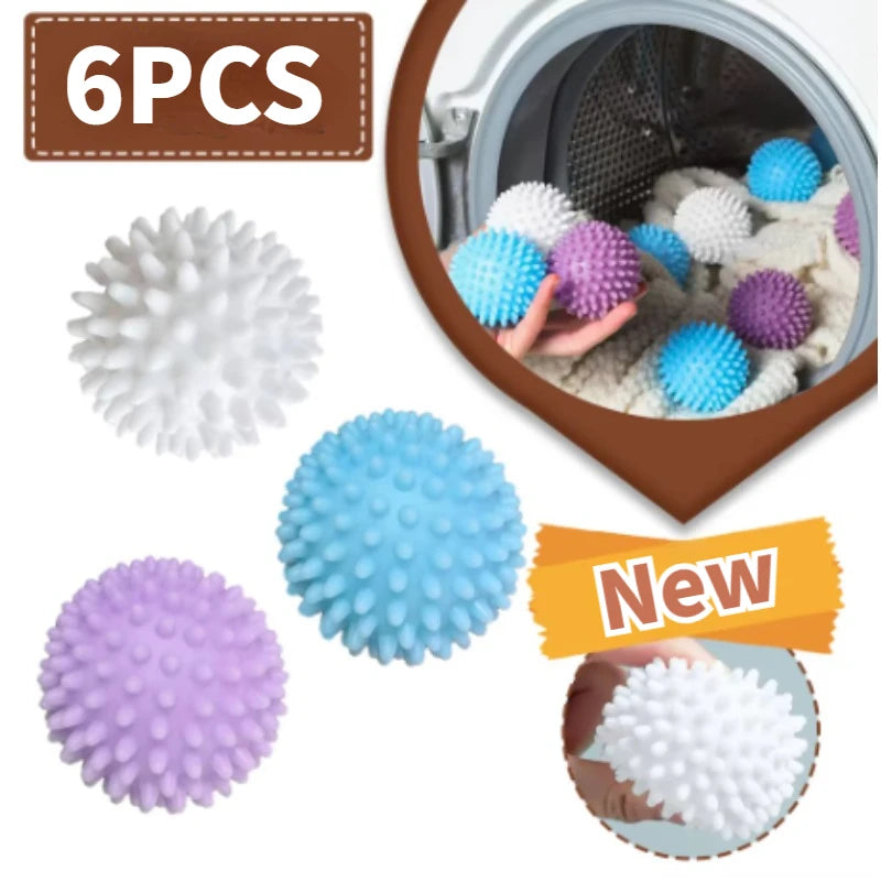 Laundry Balls Anti-Winding Magic Laundry Balls Drying Cleaning Ball Reusable Household Washing Machine Clothes Softener 6/1Pcs - E-menage
