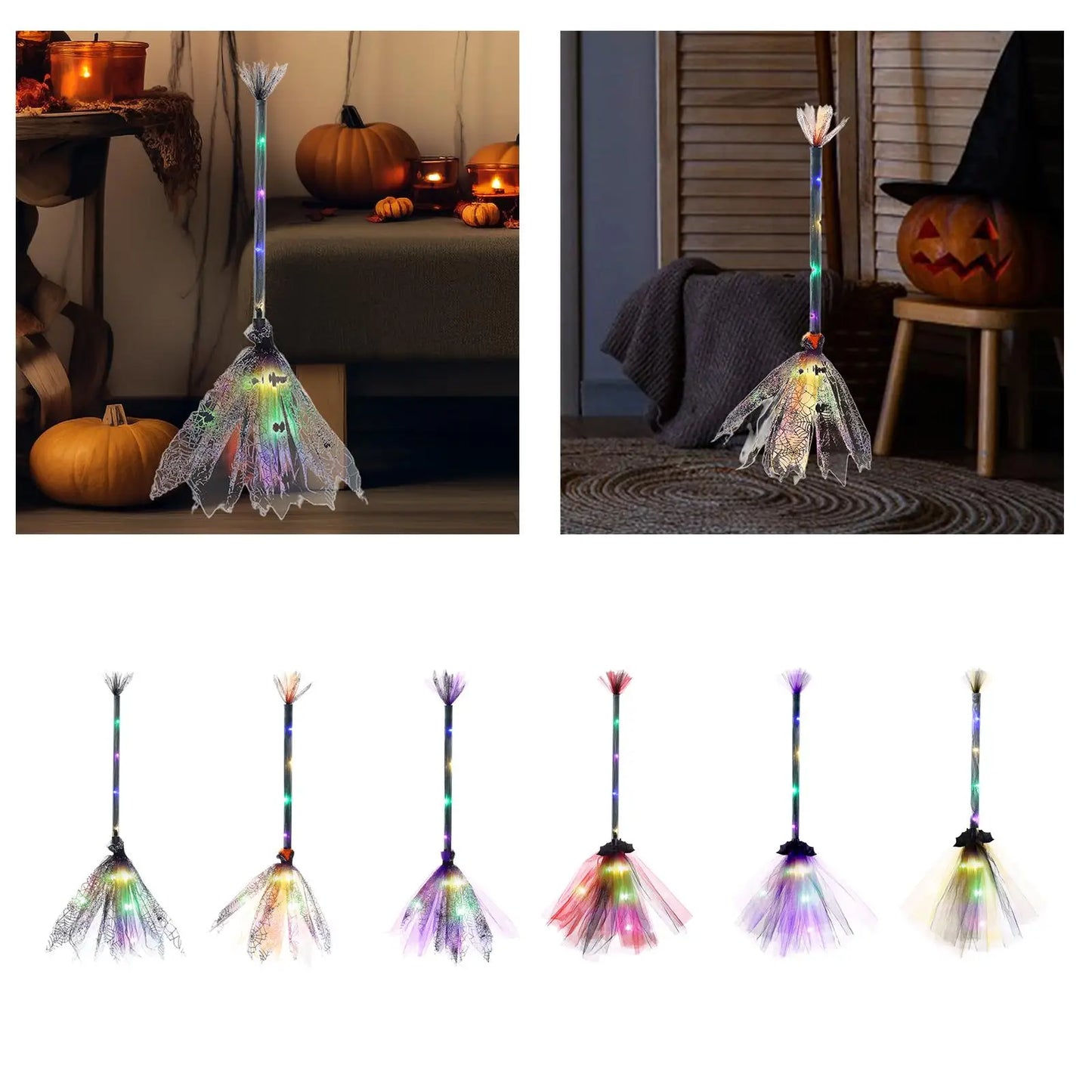 Enchanting LED Witch Broom – Magical Halloween Party Prop