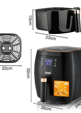7L Multifunctional 1600W Air Fryer Without Oil Deep Oil Free 360 Degree Hot Air Circulation Cooker Fryer Air Fryers