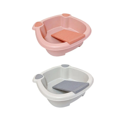 Washing Clothes Bucket Hand Wash Board Washboard Basin Wash Tub with Washboard for Hand Wash Clothes Underwear Blouses Home - E-menage