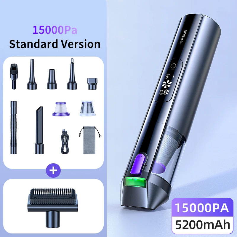 Cafele 15000Pa Wireless Vacuum Cleaner Portable Air Pump Vacuum Sealer Powerful Air Blower 4-in-1 For Car Home Office PC Clean