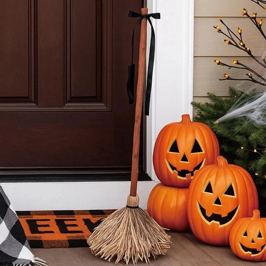 Floating Witch's Broom Haunted Dancing Moving Broomstick Magic Enchanter Sorceress Halloween Carnival Dress Up Party Props