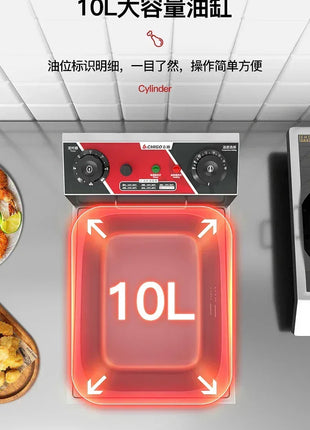 220V Fryer Electric Cookware for Kitchen Deep French Fries Commercial Fryers Frying Oil Cooker Timer Arfrai 10L Ar AF