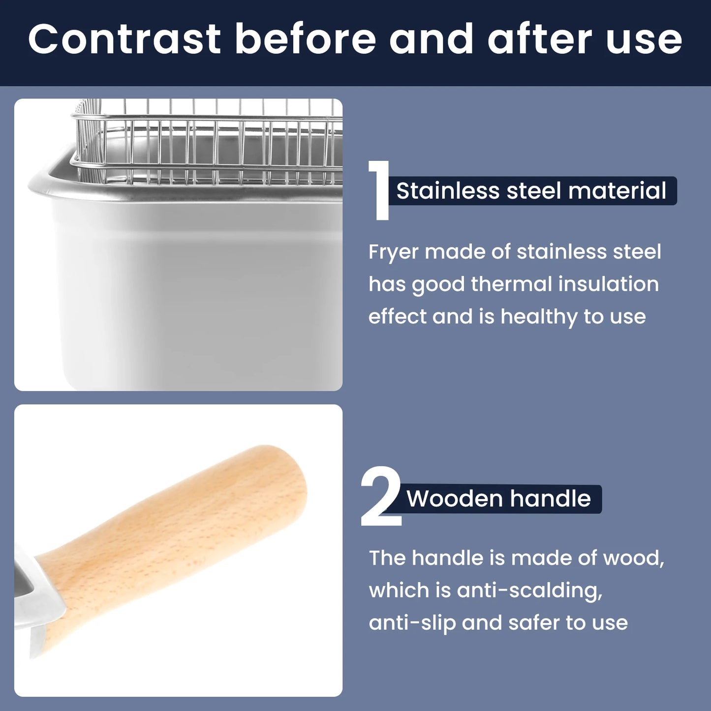 Deep Fryer Pot Stainless Steel Frying Pan Oil Saving Square Deep Frying Pan with Basket and Handle Versatile Deep Fryer with Lid