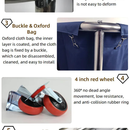 Restaurant Large Capacity Wet and Dry Linen Trolleys for Hospital With Wheels Hotel Trolley Dirty Laundry Basket Cart - E-menage