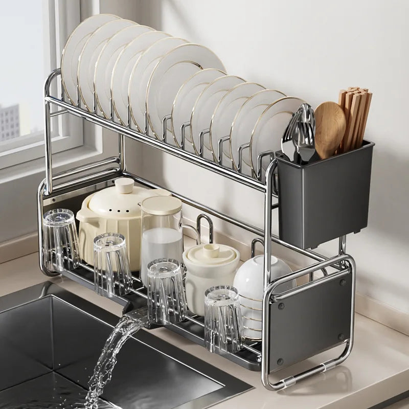 Dish Drying Rack Chopstick Stand Kitchen Bowl Dishes Draining Basket Narrow Cup Holder Over Sink Drainer Draining Shelf Rack