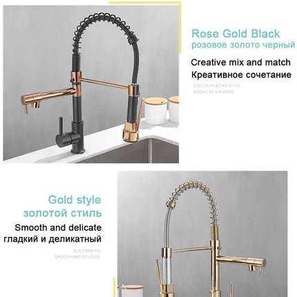 Robinet de cuisine GEGVE, robinet amovible en laiton brossé, robinet d'arrosage pour accessoires de cuisine, bec extractible, eau chaude et froide