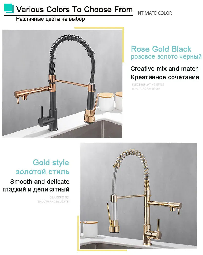 GEGVE Kitchen Faucets Removable taps Brush Brass faucet Water hydrant robinet for kitchen accessories Pull Out Spout Hot Cold