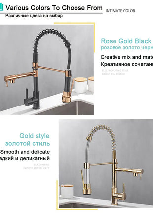 GEGVE Kitchen Faucets Removable taps Brush Brass faucet Water hydrant robinet for kitchen accessories Pull Out Spout Hot Cold