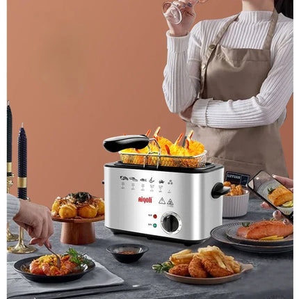 Friteuse multifonctionnelle domestique, petite friteuse électrique, mini friteuse à poulet frit économe en huile, température constante