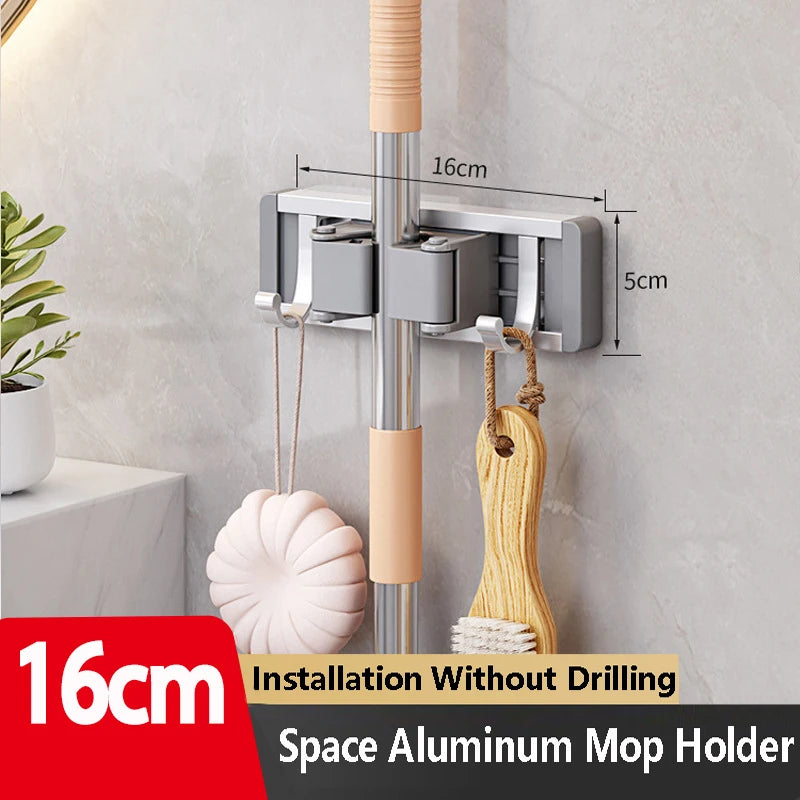 Broom Holder Wall Mounted Mop and Broom Hanger Holder Garage Storage Rack for Home, kitchen, Garden, Tools, Garage