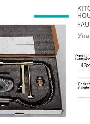 GEGVE Kitchen Faucets Removable taps Brush Brass faucet Water hydrant robinet for kitchen accessories Pull Out Spout Hot Cold