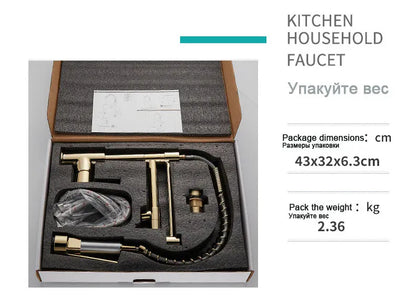 GEGVE Kitchen Faucets Removable taps Brush Brass faucet Water hydrant robinet for kitchen accessories Pull Out Spout Hot Cold