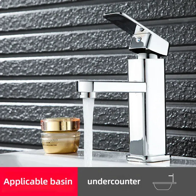 Bathroom Faucet Hot Cold Mixer Tap Deck Mounted Bathroom Basin Faucets Black Square Washbasin Sink Bathtub hot cold water Crane