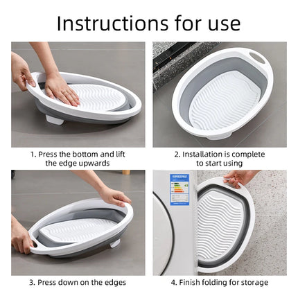 Bassine à linge pliable avec planche à laver