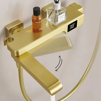 Robinet de baignoire en laiton, mitigeur de douche, robinet de salle de bain avec affichage numérique Crane et bec cascade.