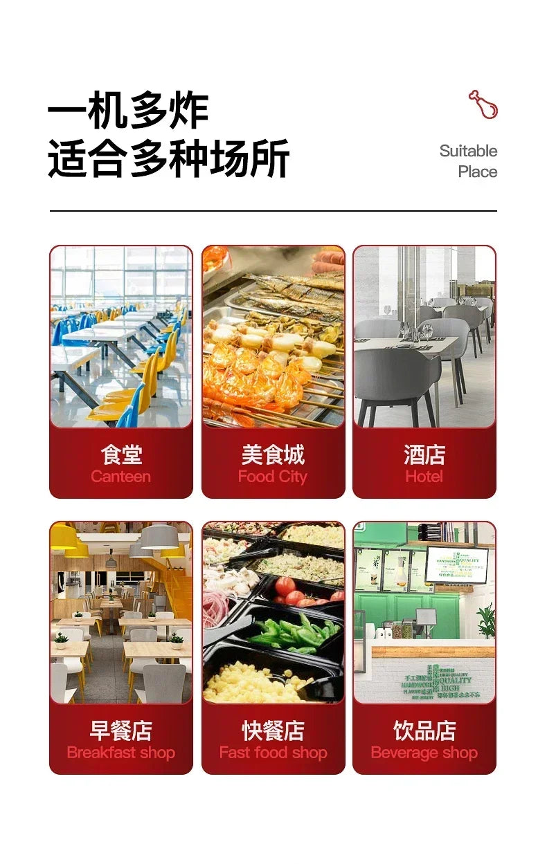 220V Professional Fryer Electric Cookware for Kitchen Deep French Fries Commercial Fryers Frying Oil Cooker Timer Arfrai AE