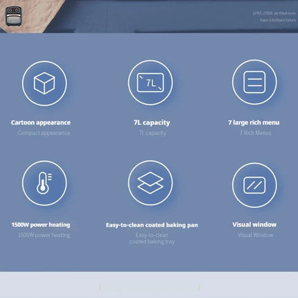 Visual Air Fryer Oven, 1500W Oil-Free Electric Cooker with Non-Stick Basket & Independent Knobs, Even Heating for Roast【7L】