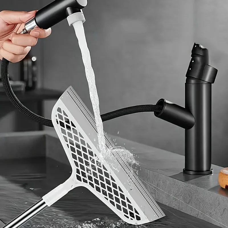 Magic broom with detachable head and double-sided silicone scraper