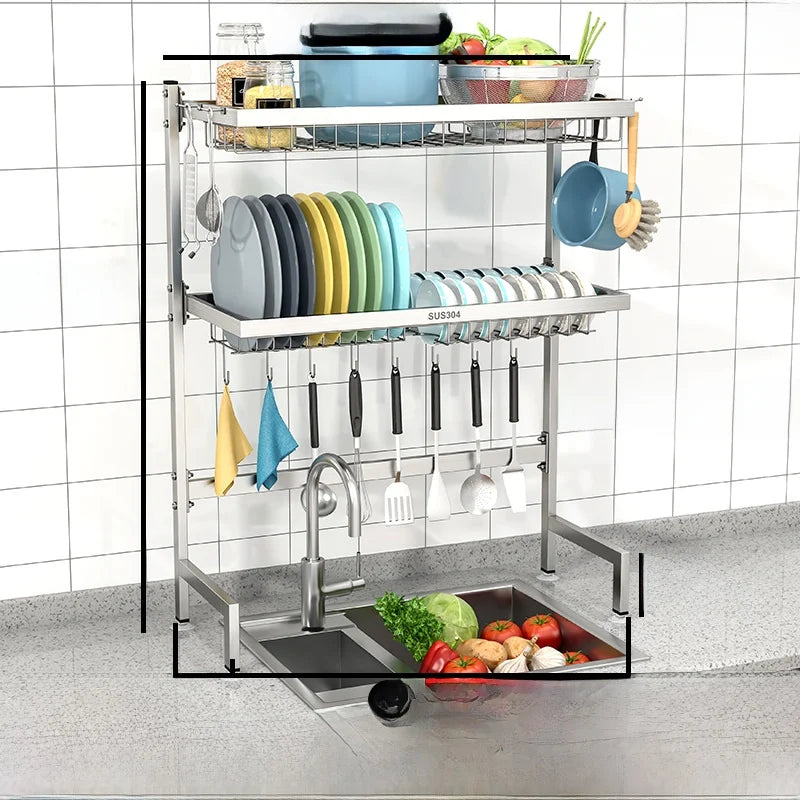 Stainl Steel 304 Kitchen Sink Di Drainer Ra Multi-Function Storage Plate Holder for Diwaing Pool above Countertop