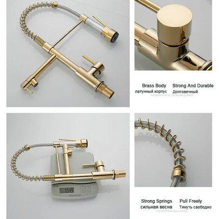 Robinet de cuisine GEGVE, robinet amovible en laiton brossé, robinet d'appoint pour accessoires de cuisine, bec extractible, eau chaude et froide