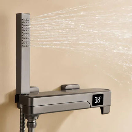 Robinet de baignoire en laiton, mitigeur de douche, robinet de salle de bain avec affichage numérique Crane et bec cascade.